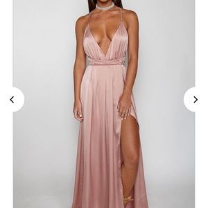Lace Up Satin Backless Maxi Dress